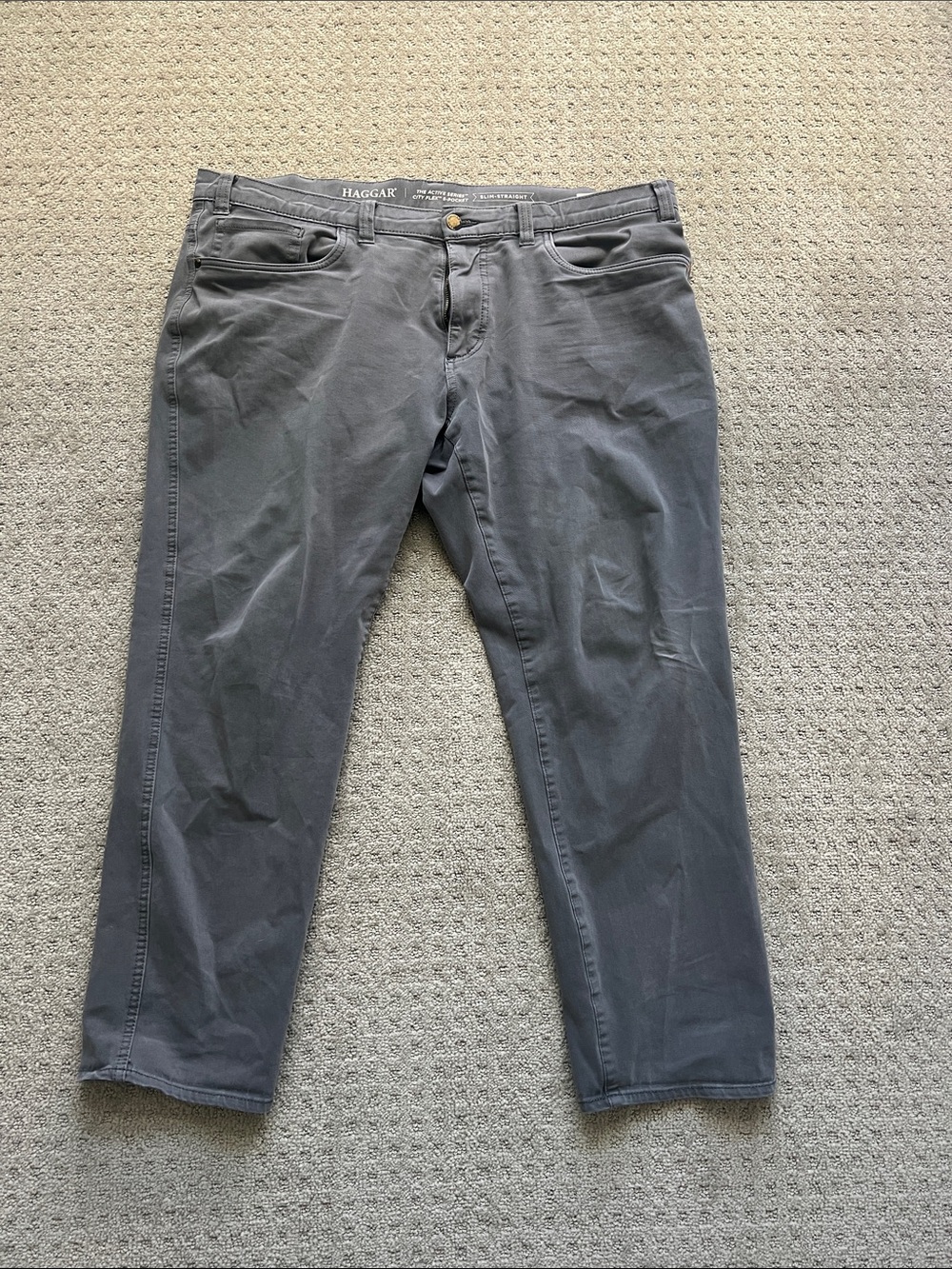 Haggar Men's Straight Jeans in Charcoal Gray